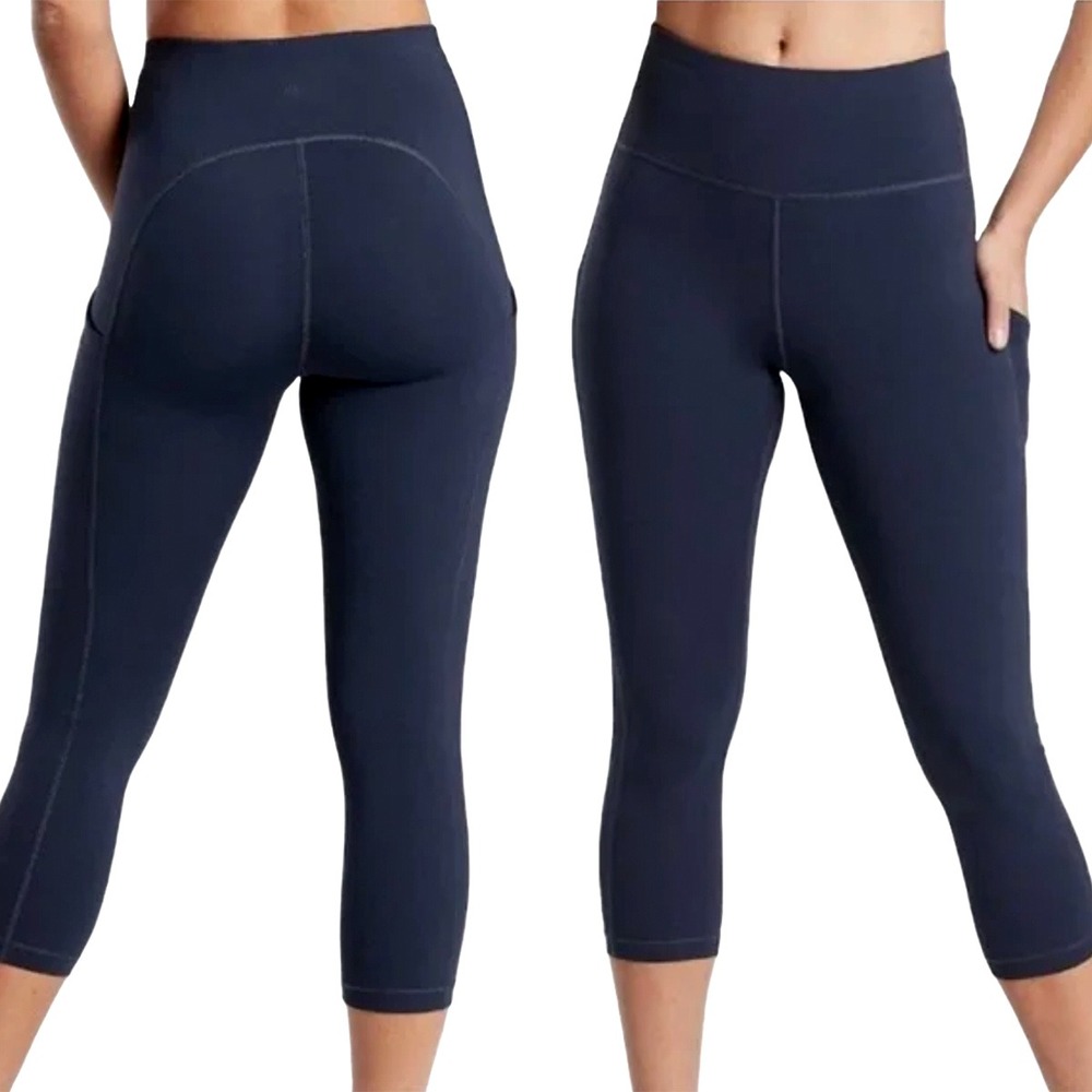 ATHLETA Ultimate Stash Pocket Capri Leggings • Small • navy blue • yoga - Picture 2 of 9